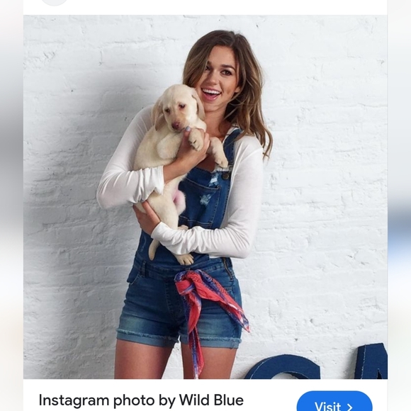 Wild Blue Sadie Robertson Collection Distressed Denim Shortalls Sz L VGUC - Picture 6 of 17